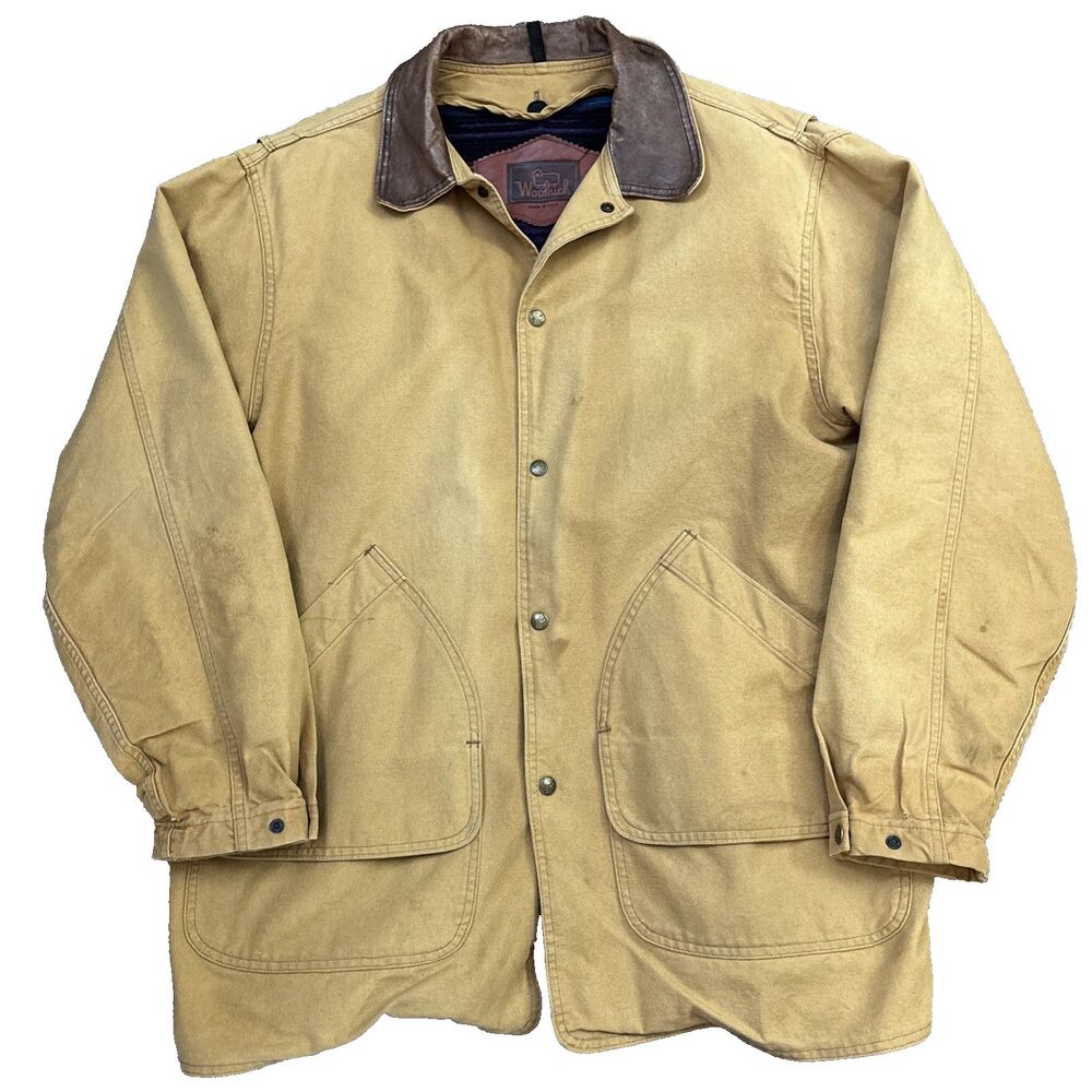 VTG Woolrich Jacket 3in1 M-L Blanket Lined Canvas Barn Chore Coat USA Made Aztec